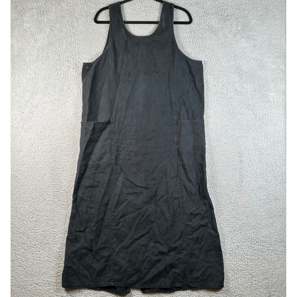 Uniform John Paul Richard Linen Pinafore Black Midi Dress Pockets L Lagenlook